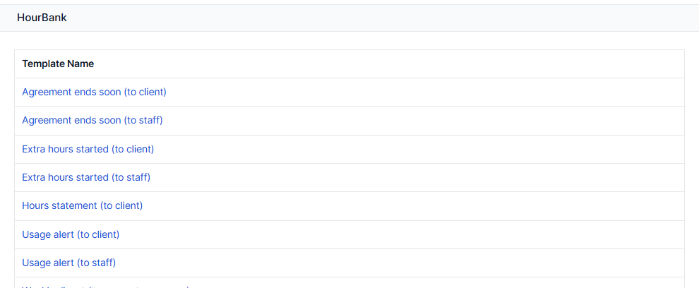 HourBank email templates in Perfex