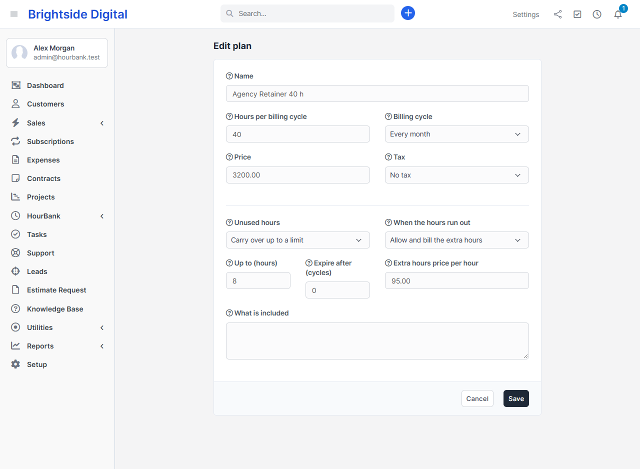 The plan form