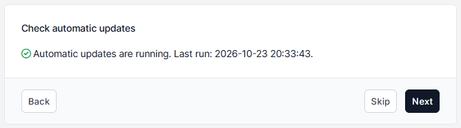 Wizard step 3: check automatic updates